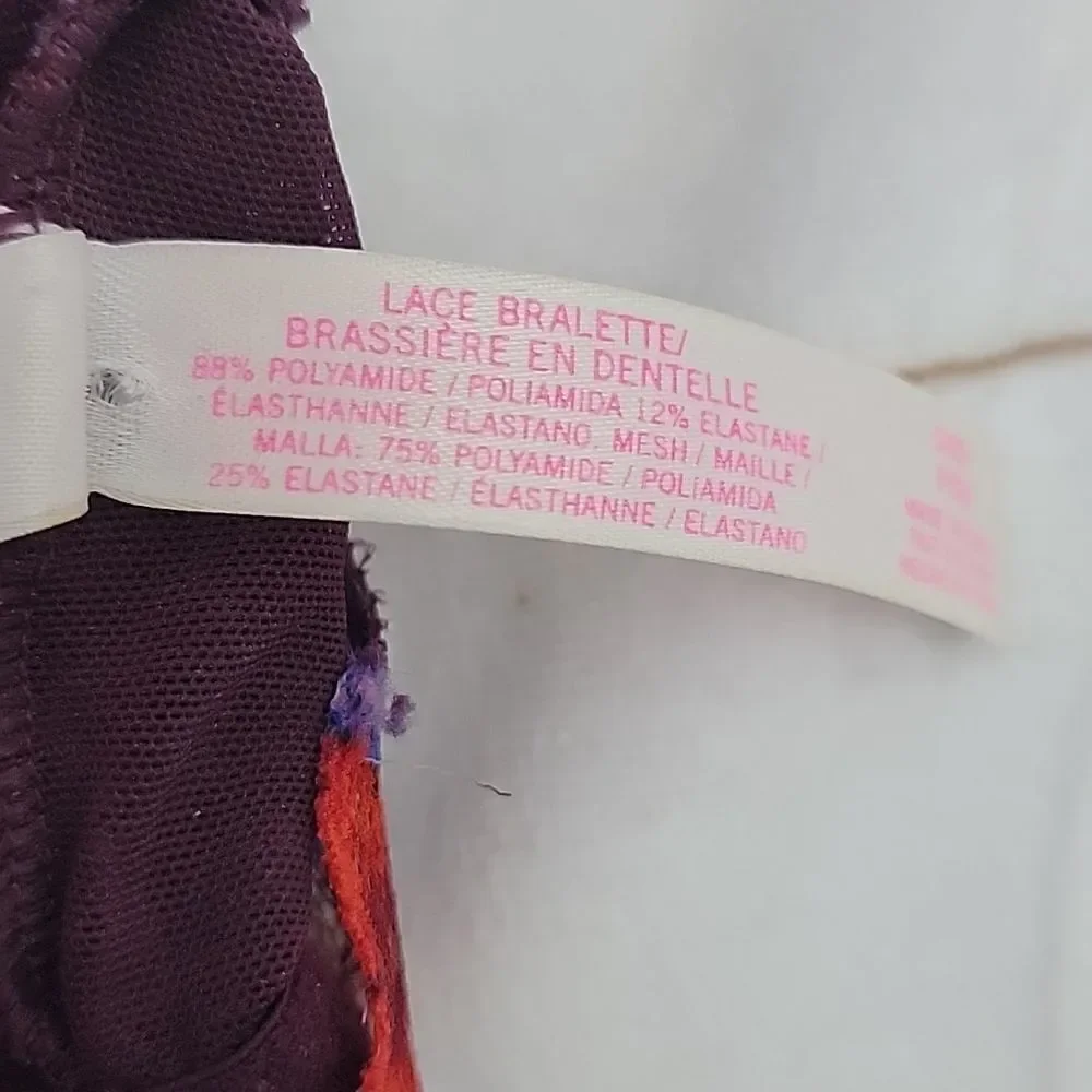 𝅺womens Victoria's Secret Pink Bralette size Small Beautiful Flower Fall Colors